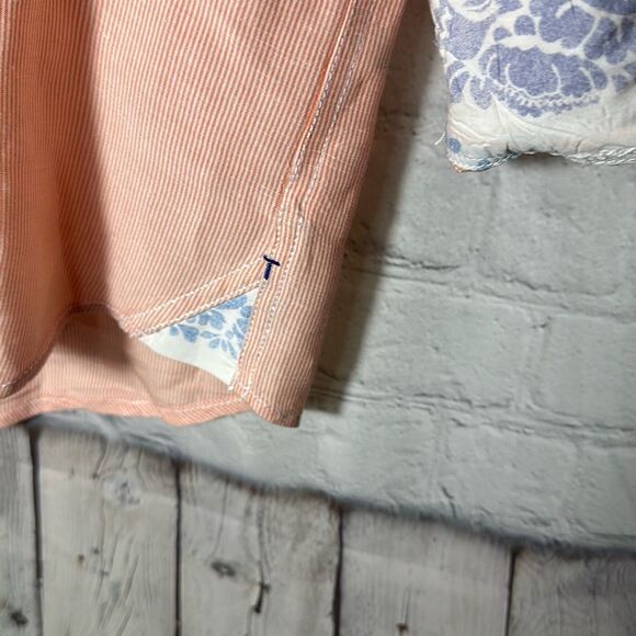 Tommy Bahama Jeans Island Crafted Red Striped Linen Blend Button Down Shirt M - Picture 3 of 10